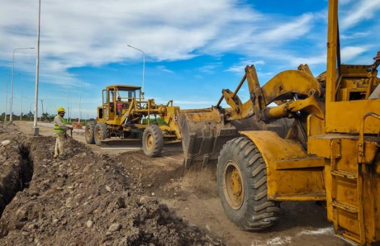 Avanza la construcción de la rotonda en Alberdi